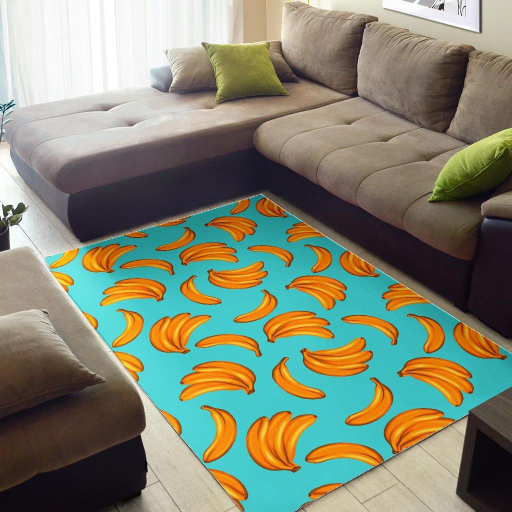 blue banana pattern print area rug floor decor 2316