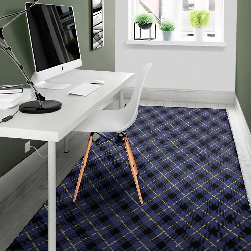blue black and yellow plaid print area rug floor decor 5708