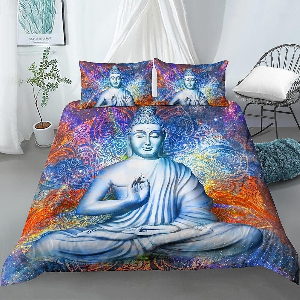 Blue Buddha Mandala Pattern Duvet Cover Bedding Set blue buddha mandala pattern duvet cover bedding set 5170