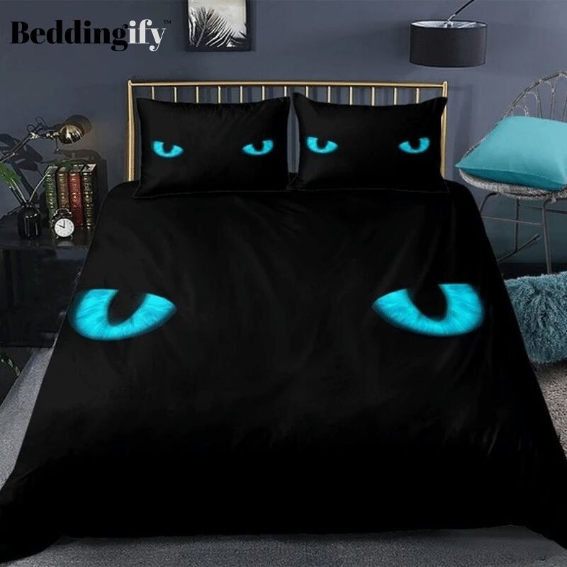 Blue Cat Eye Duvet Cover Bedding Set blue cat eye duvet cover bedding set 3511