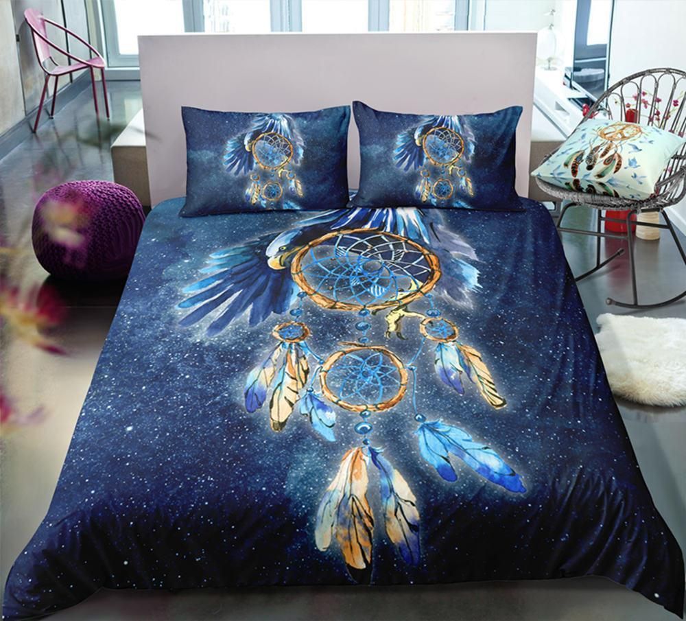 Blue Dreamcatcher Printed Bedding Set Bedroom Decor blue dreamcatcher printed bedding set bedroom decor 6334