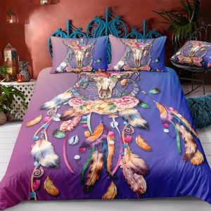 Blue Dreamcatcher Printed Bedding Set Bedroom Decor 3 blue dreamcatcher printed bedding set bedroom decor 7794