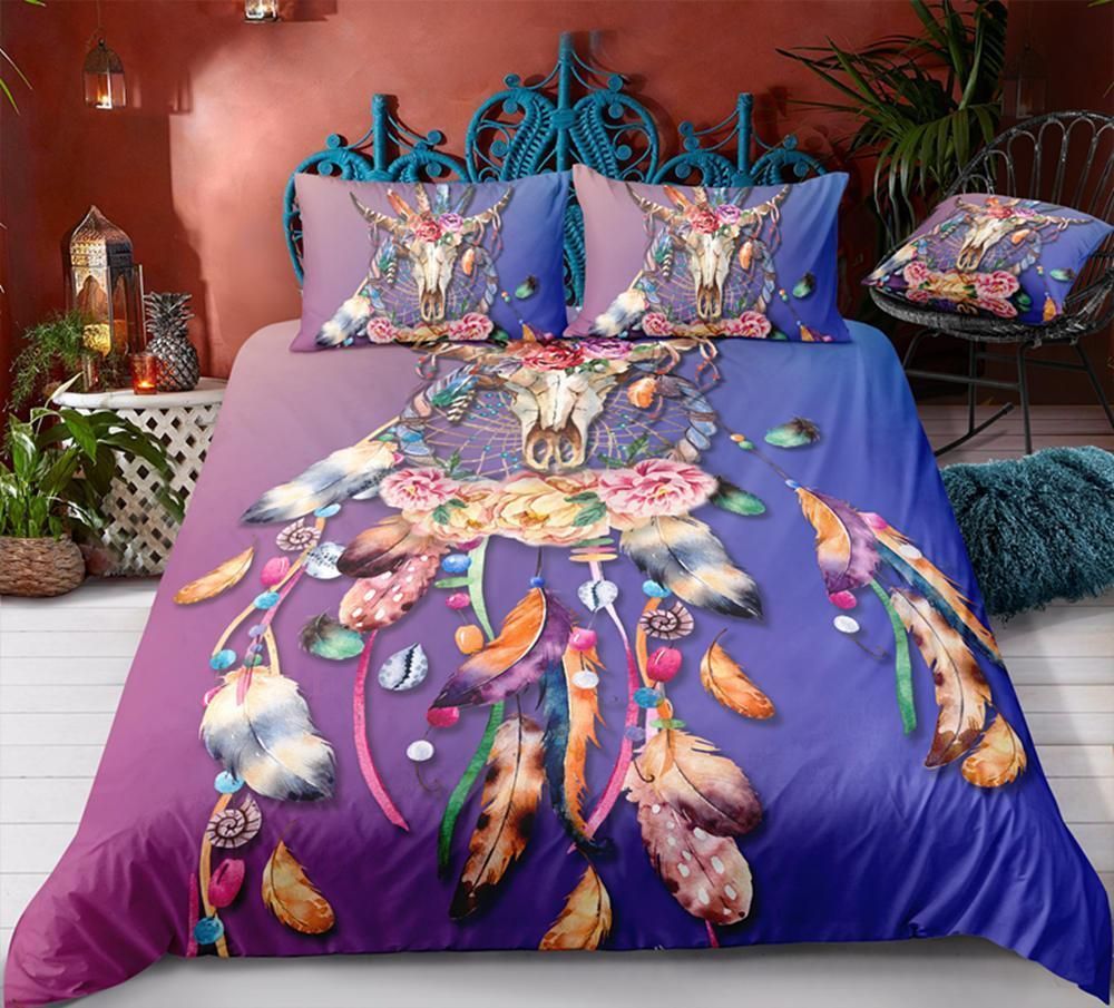 Blue Dreamcatcher Printed Bedding Set Bedroom Decor blue dreamcatcher printed bedding set bedroom decor 7794