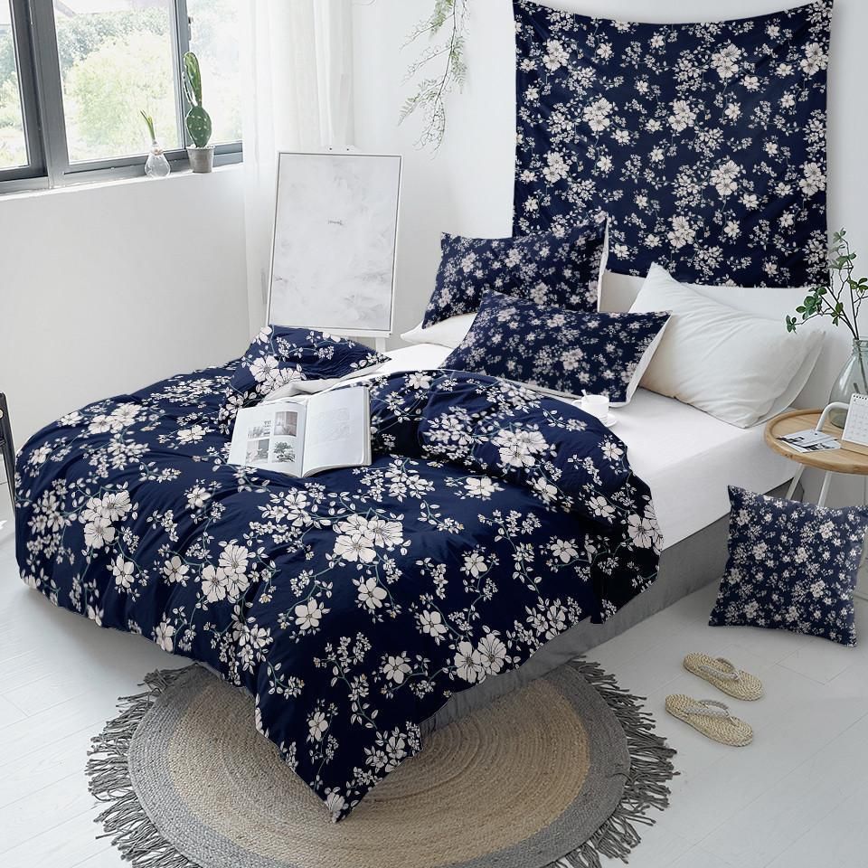 Blue Floral Background Duvet Cover Bedding Set blue floral background duvet cover bedding set 3356