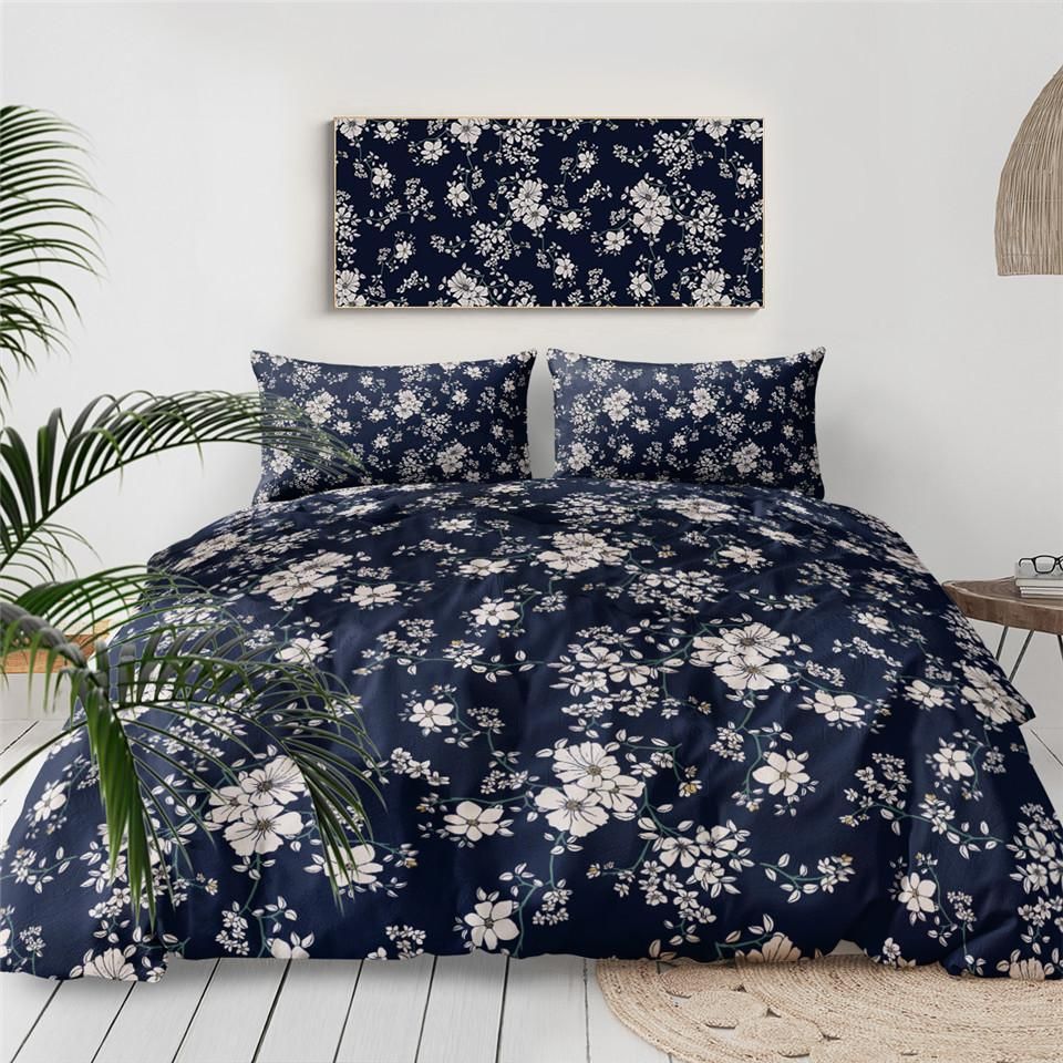 Blue Floral Background Duvet Cover Bedding Set blue floral background duvet cover bedding set 3598