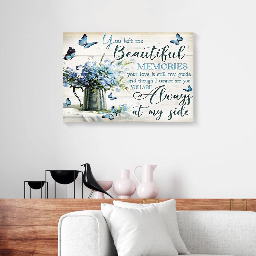 blue flowers and butterfly canvas prints wall art decor 1571