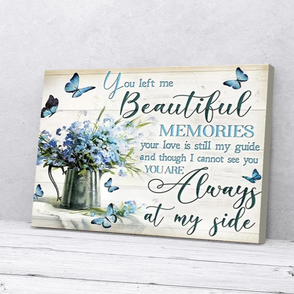 blue flowers and butterfly canvas prints wall art decor 4418