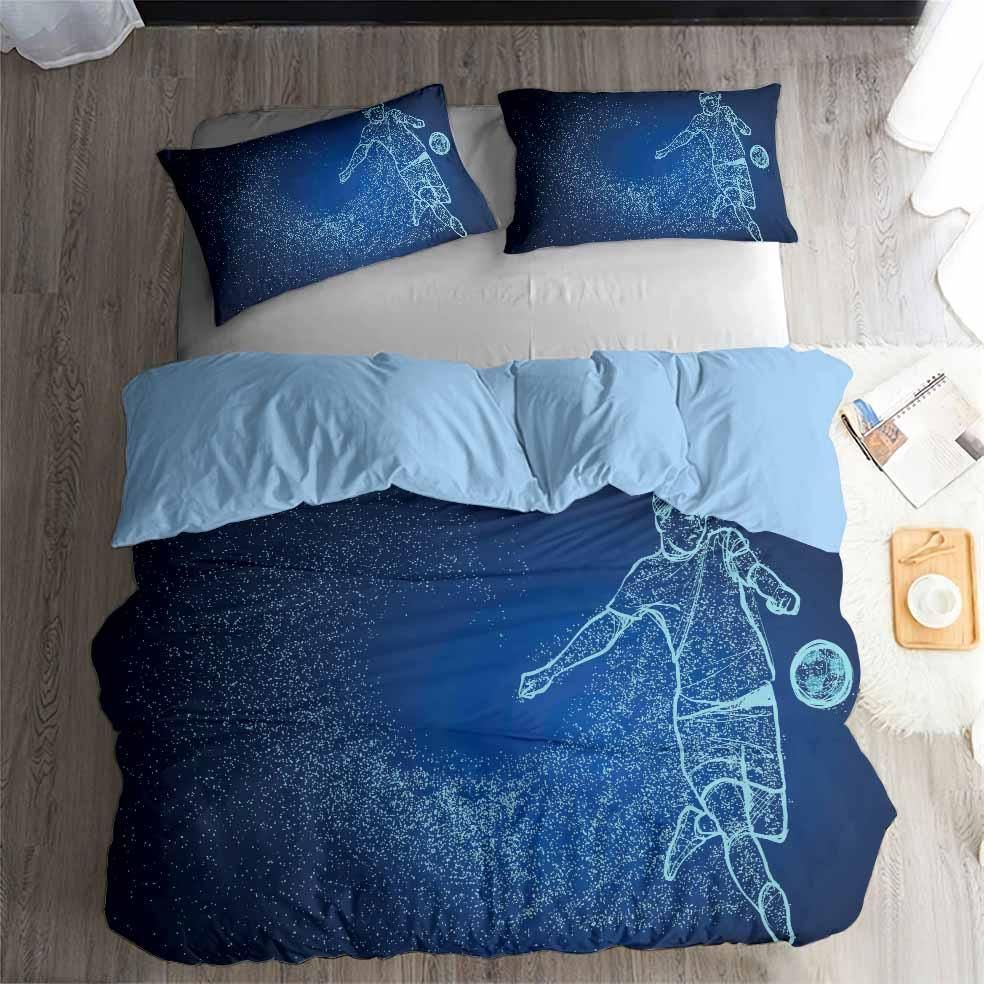 blue football bokeh pattern printed bedding set bedroom decor 4916