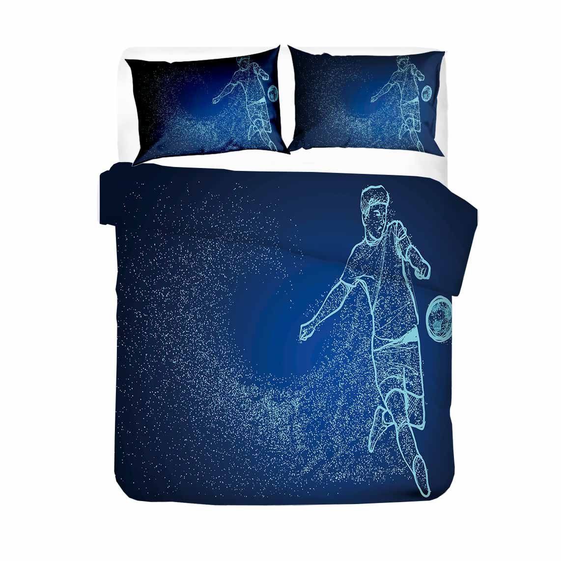 blue football bokeh pattern printed bedding set bedroom decor 5038
