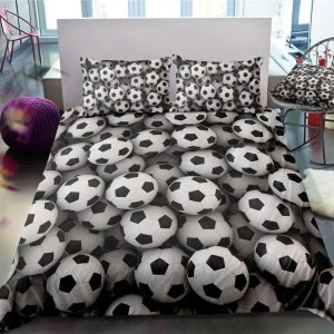 blue football on goal duvet cover bedding set 3676