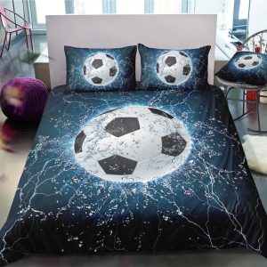 blue football on goal duvet cover bedding set 4558