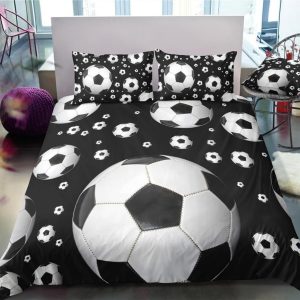 blue football on goal duvet cover bedding set 6751