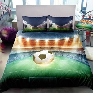 blue football on goal duvet cover bedding set 7120