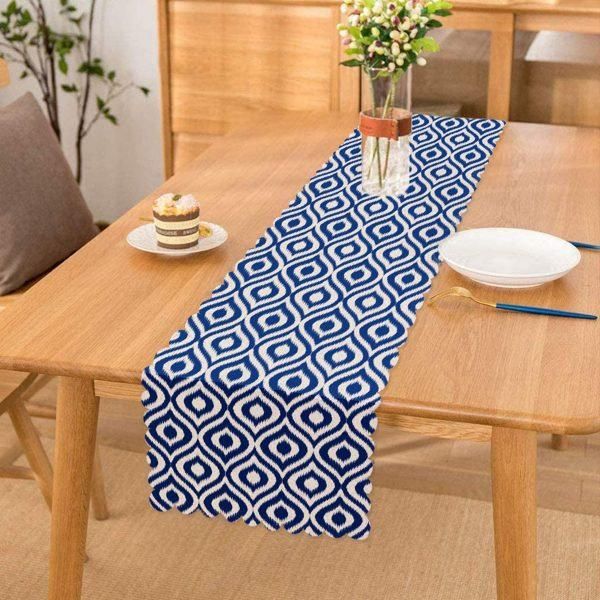 Blue Geometric Nice Ornamental Printed Table Runner blue geometric nice ornamental printed table runner 3481