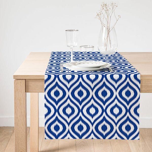 Blue Geometric Nice Ornamental Printed Table Runner blue geometric nice ornamental printed table runner 7475
