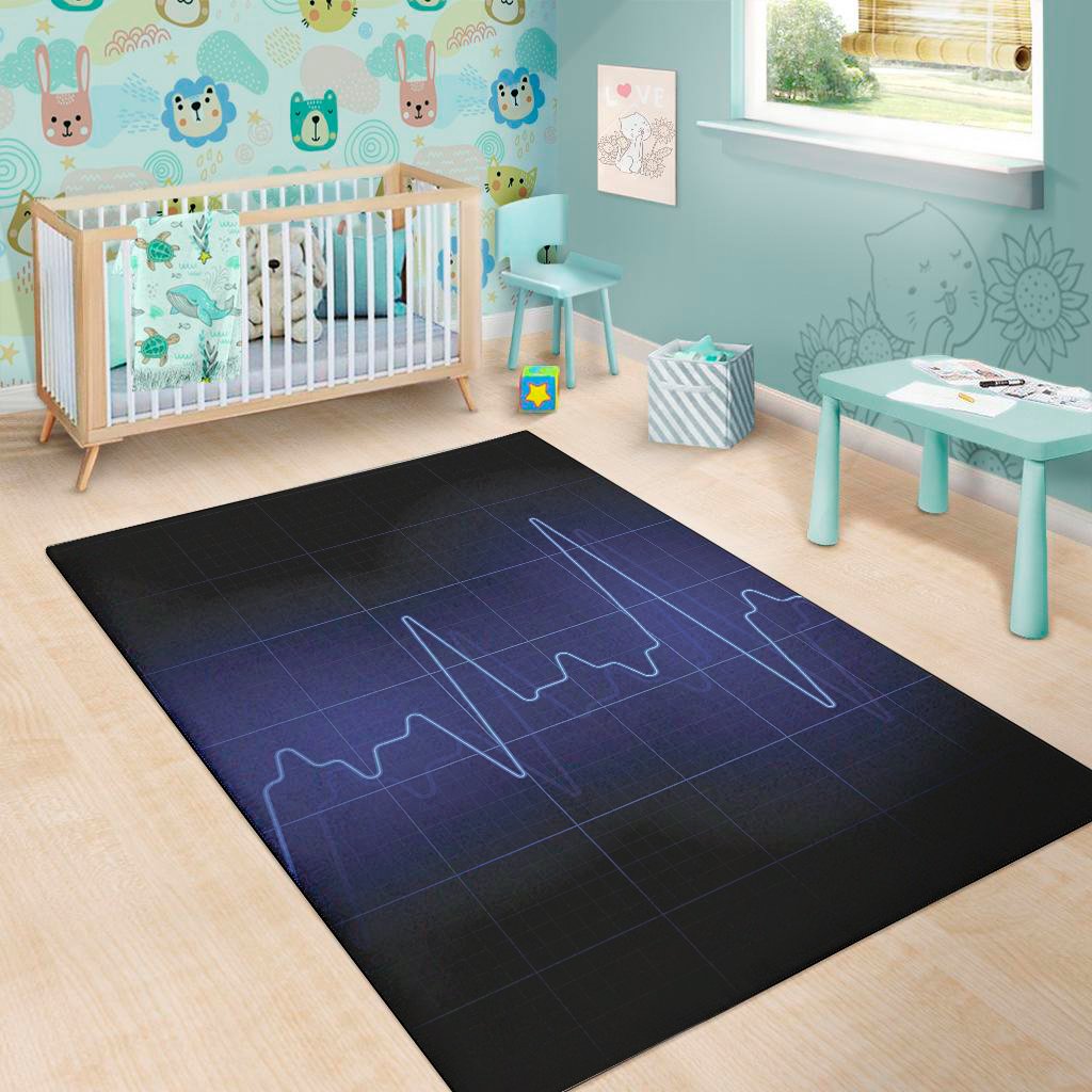 blue heartbeat print area rug floor decor 2511