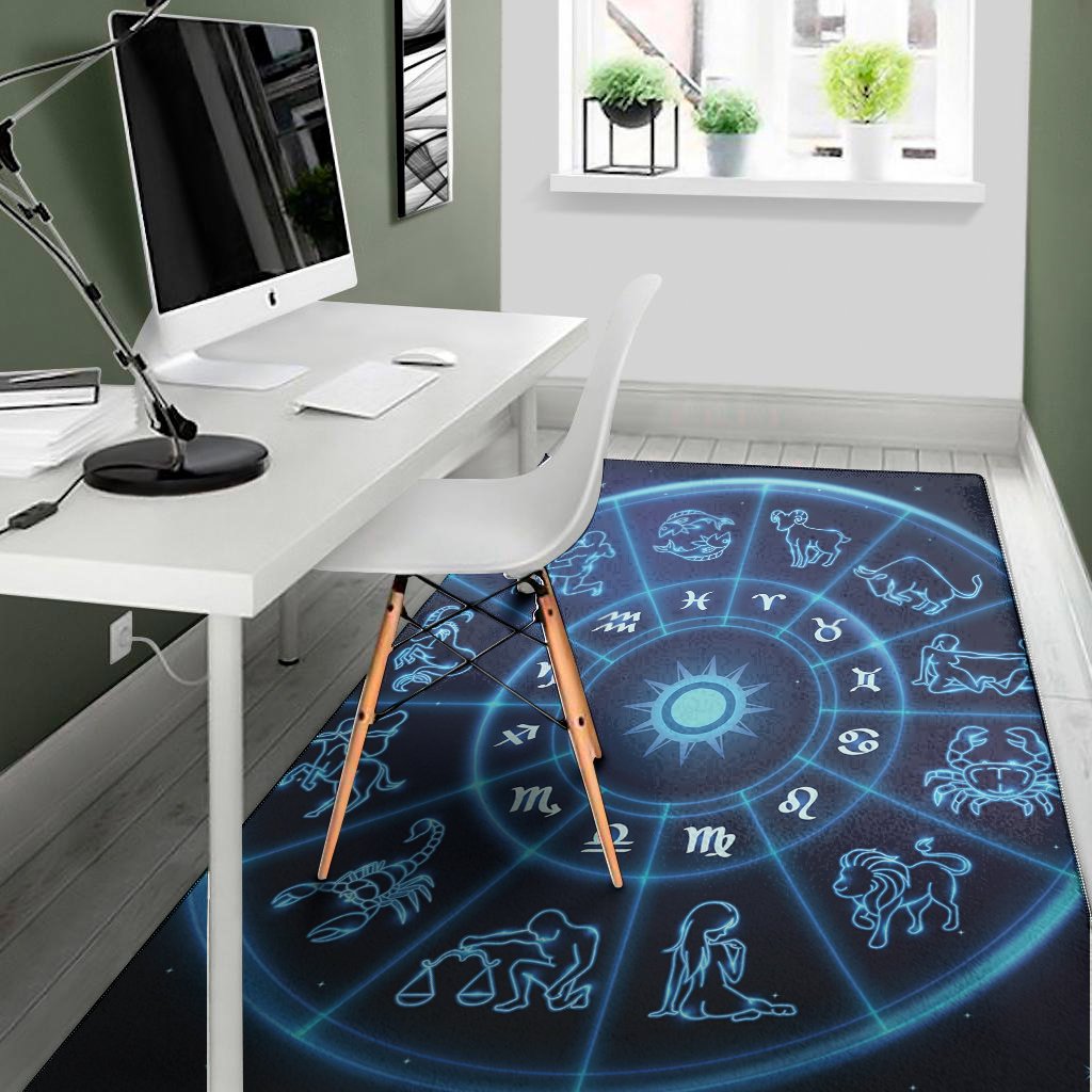 blue light zodiac circle print area rug floor decor 7840
