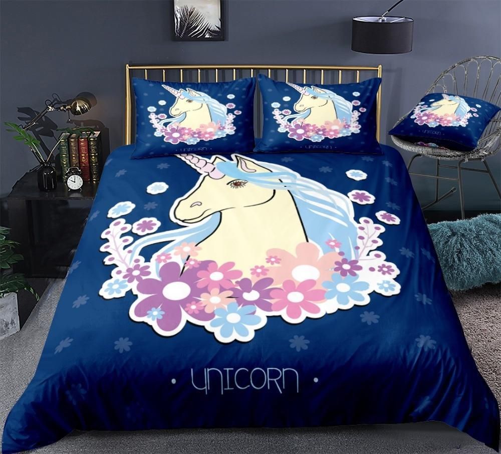 blue magic unicorn duvet cover bedding set 6167
