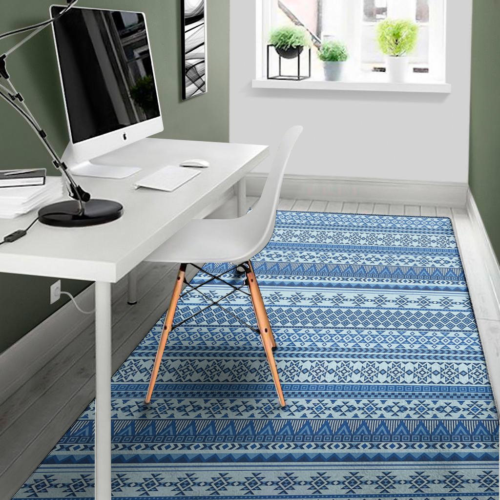blue native american aztec pattern print area rug floor decor 3434