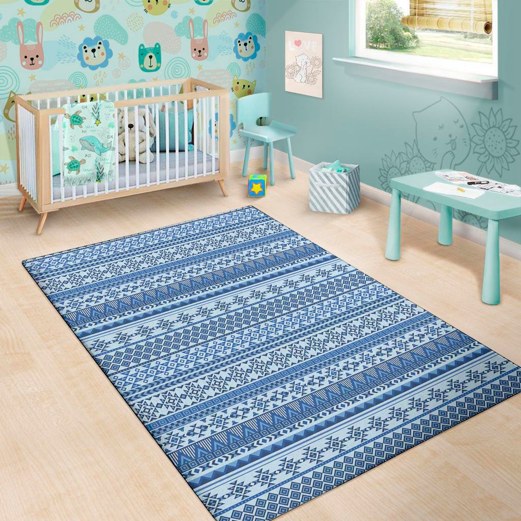 blue native american aztec pattern print area rug floor decor 7903