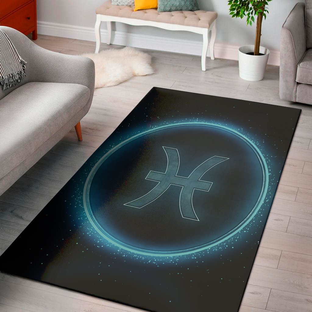 blue pisces zodiac sign print area rug floor decor 1714