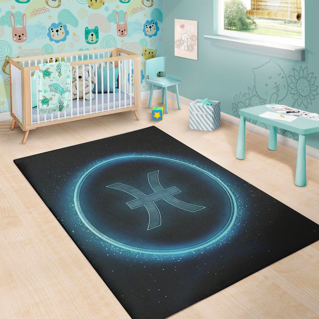 blue pisces zodiac sign print area rug floor decor 2050