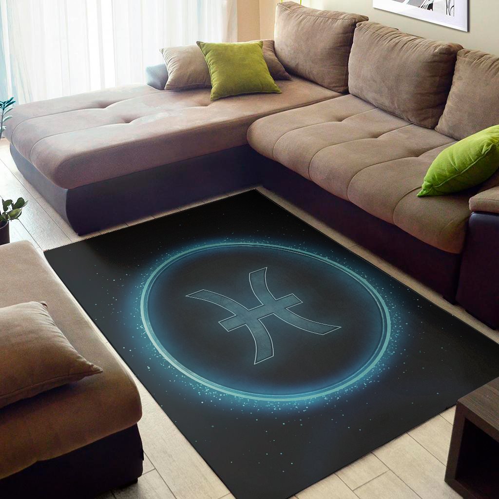blue pisces zodiac sign print area rug floor decor 6037