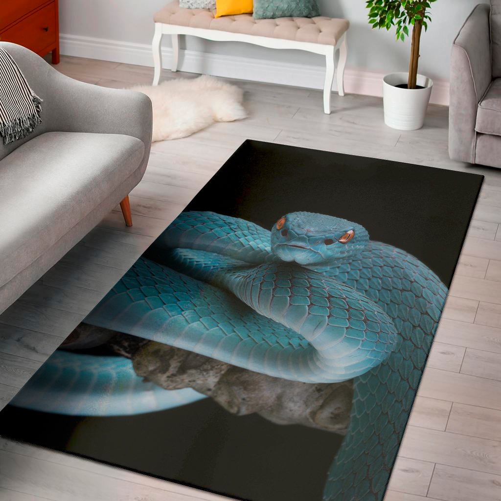 blue pit viper snake print area rug floor decor 2114