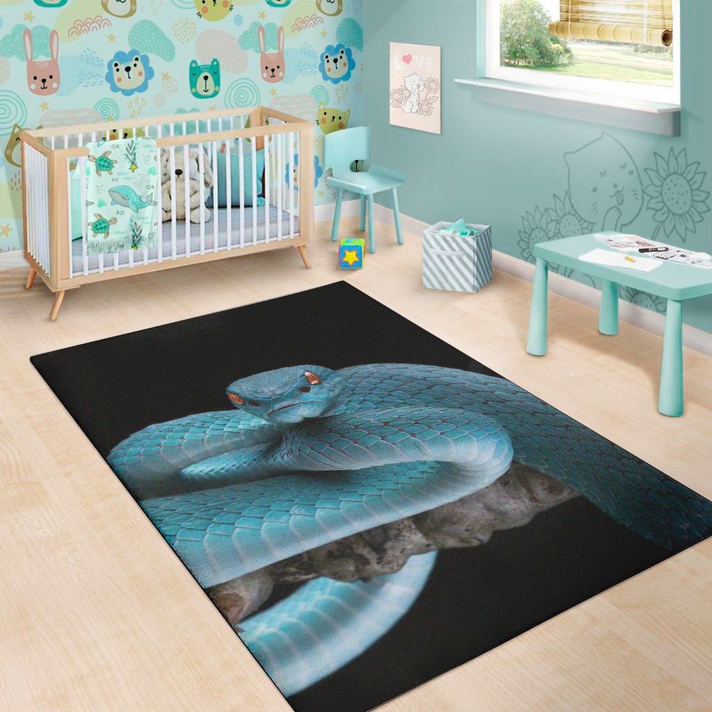 blue pit viper snake print area rug floor decor 2304