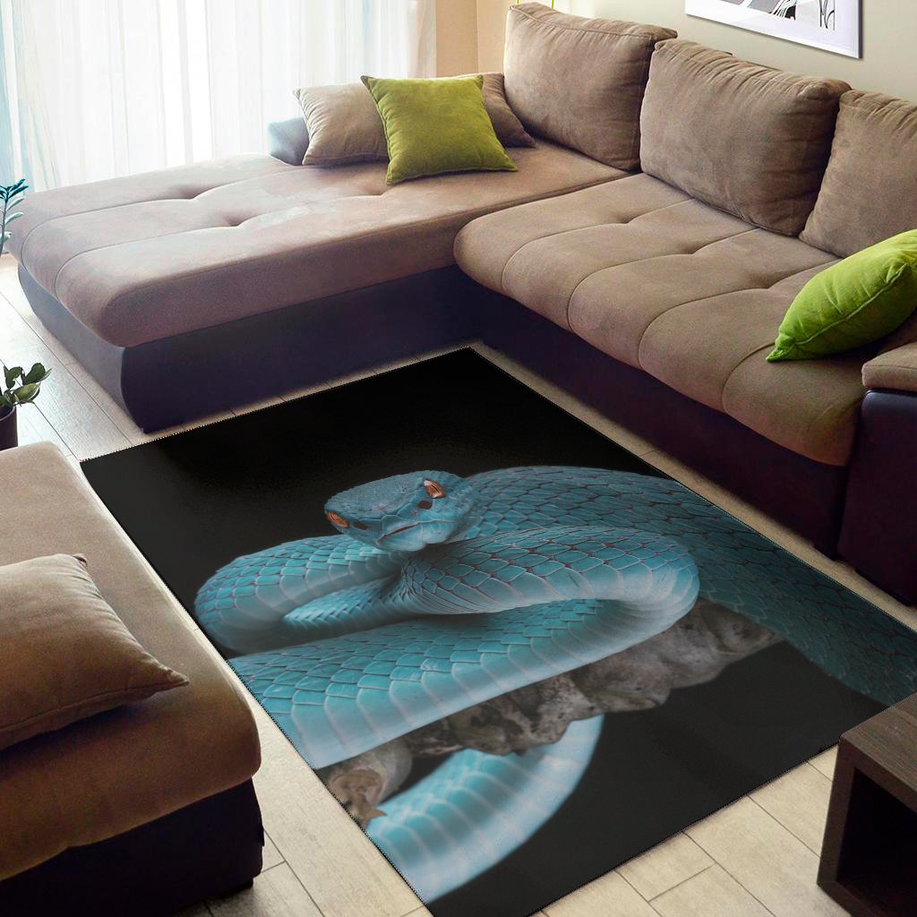blue pit viper snake print area rug floor decor 3342