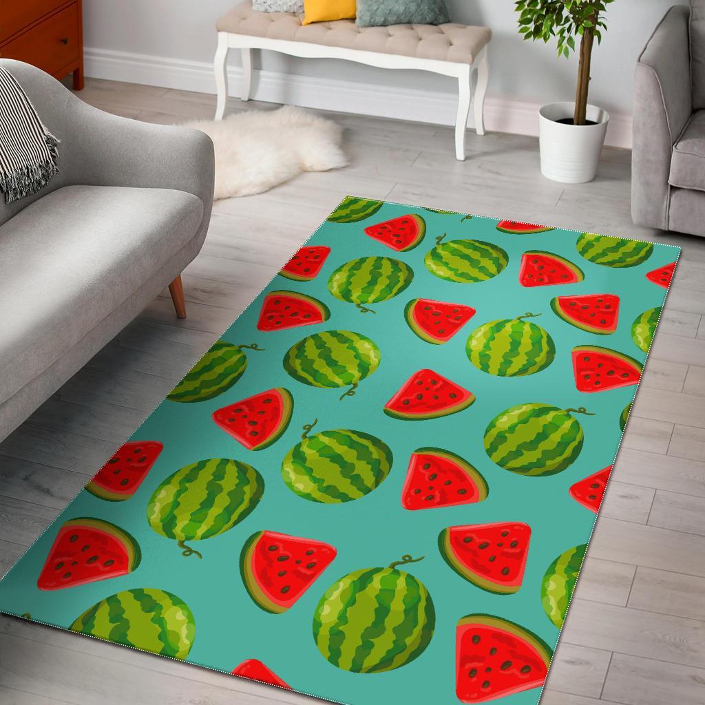 blue summer watermelon pattern print area rug floor decor 3041