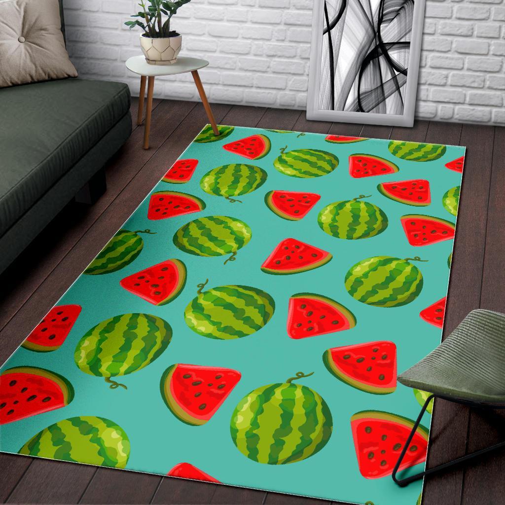 blue summer watermelon pattern print area rug floor decor 3505