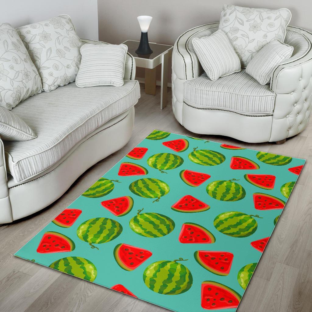 blue summer watermelon pattern print area rug floor decor 4407