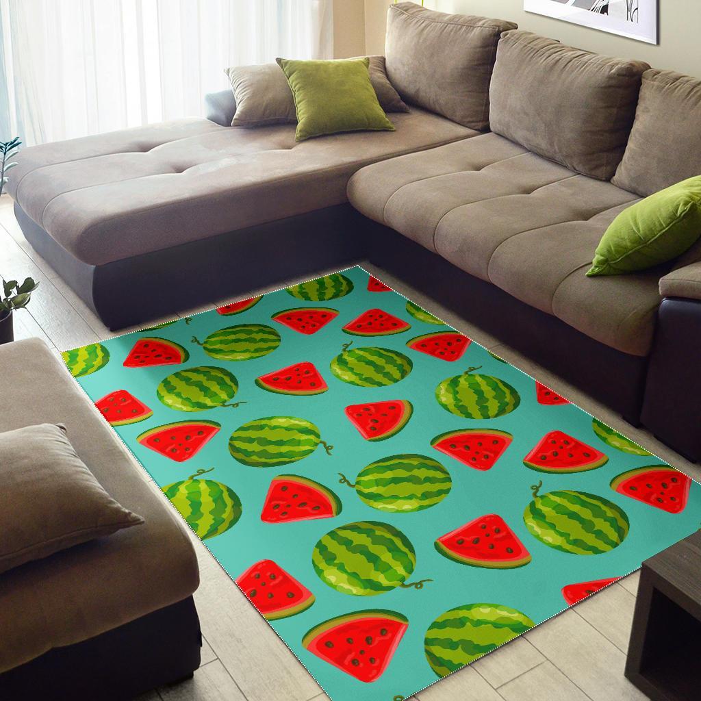 blue summer watermelon pattern print area rug floor decor 8044