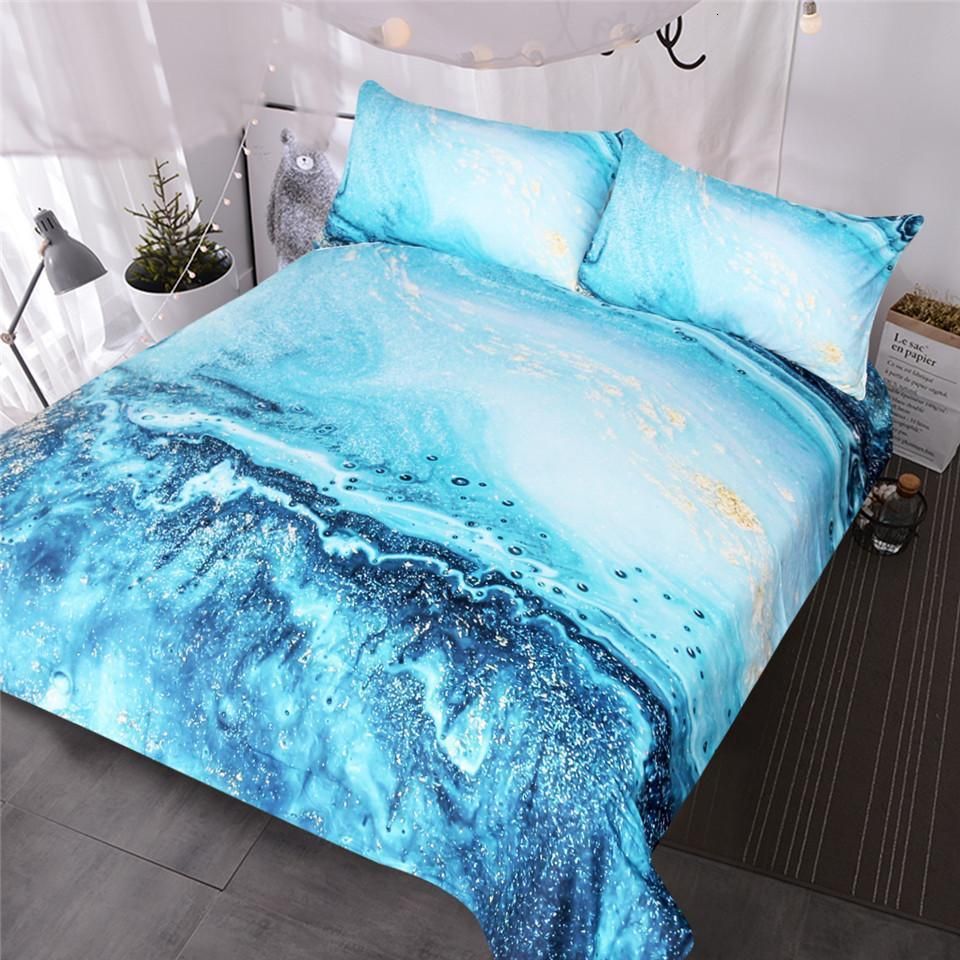 blue watercolor ocean duvet cover bedding set 5061