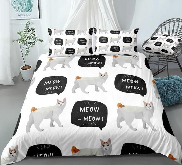 Bobtail White Cats Duvet Cover Bedding Set bobtail white cats duvet cover bedding set 2043