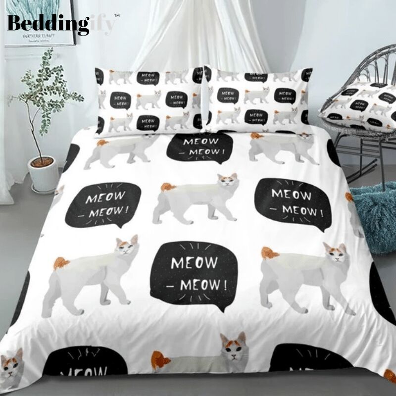 Bobtail White Cats Duvet Cover Bedding Set bobtail white cats duvet cover bedding set 8955