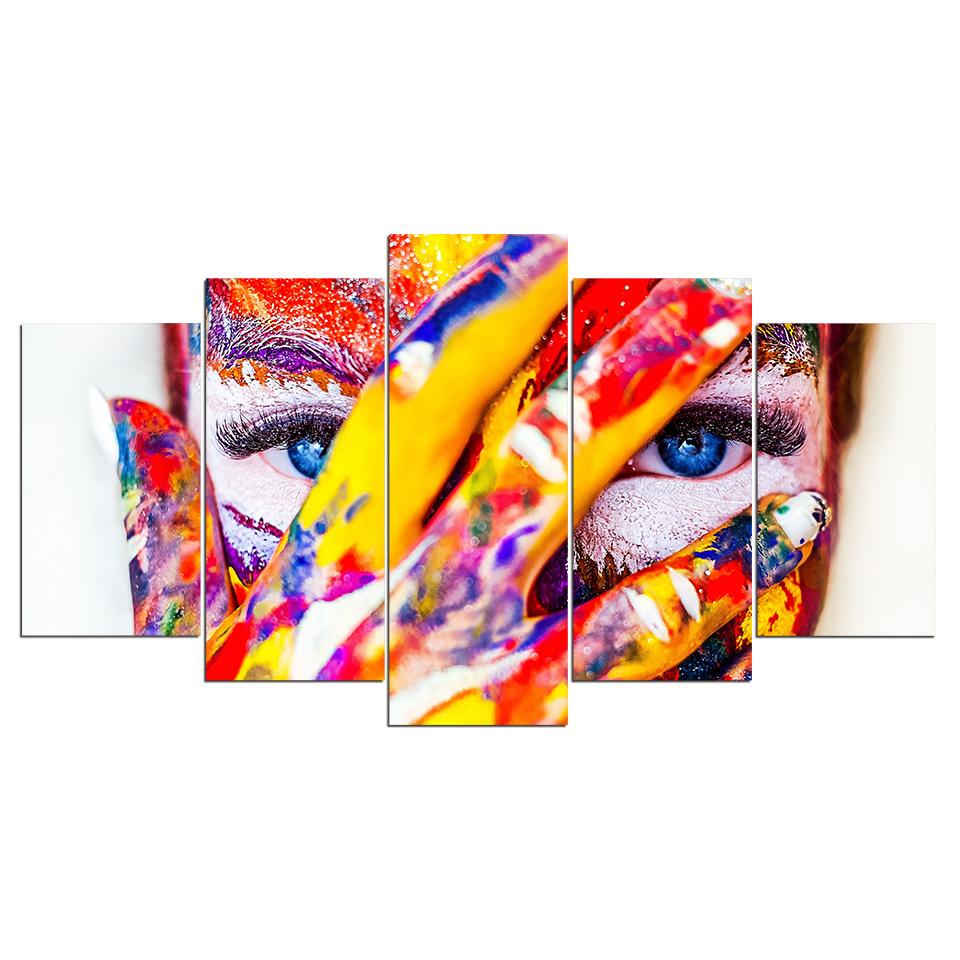 body canvas beautiful womans eye abstract 5 panel canvas art wall decor 4036