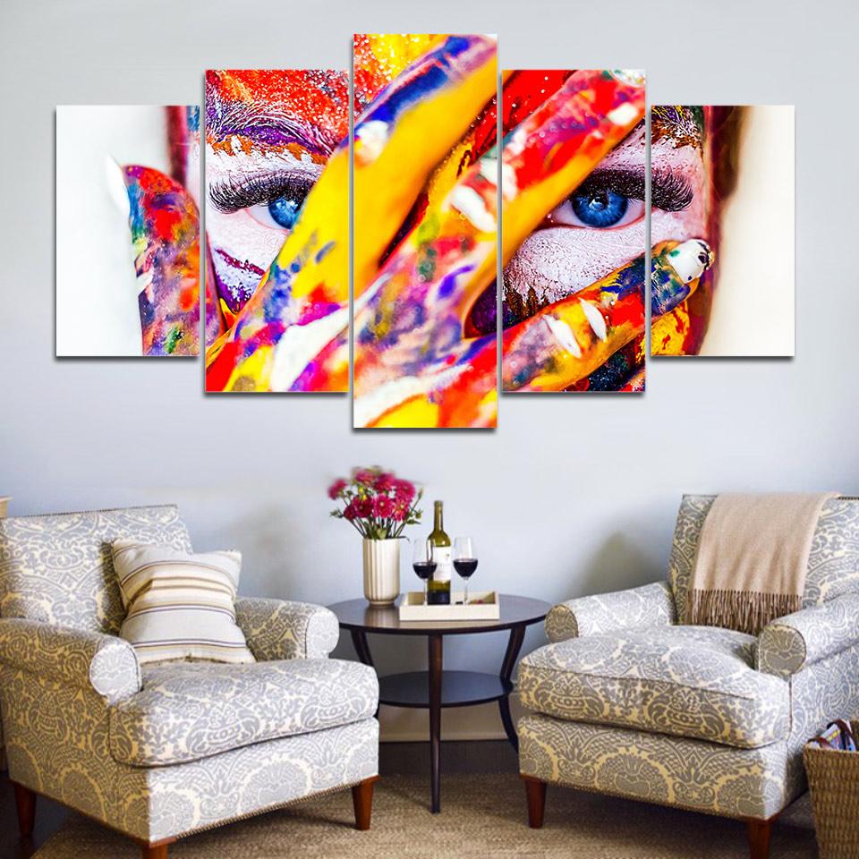 body canvas beautiful womans eye abstract 5 panel canvas art wall decor 5146