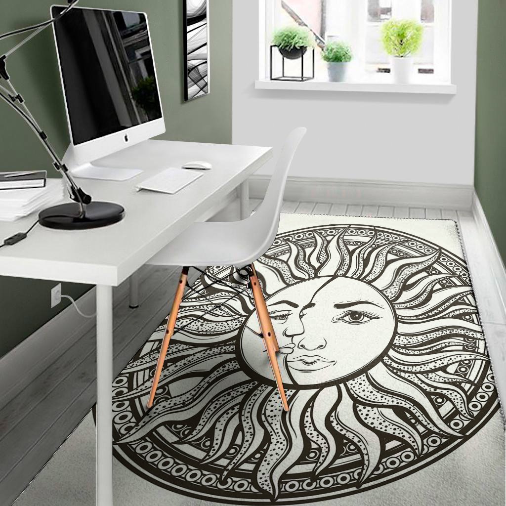 bohemian celestial sun and moon print area rug floor decor 4669