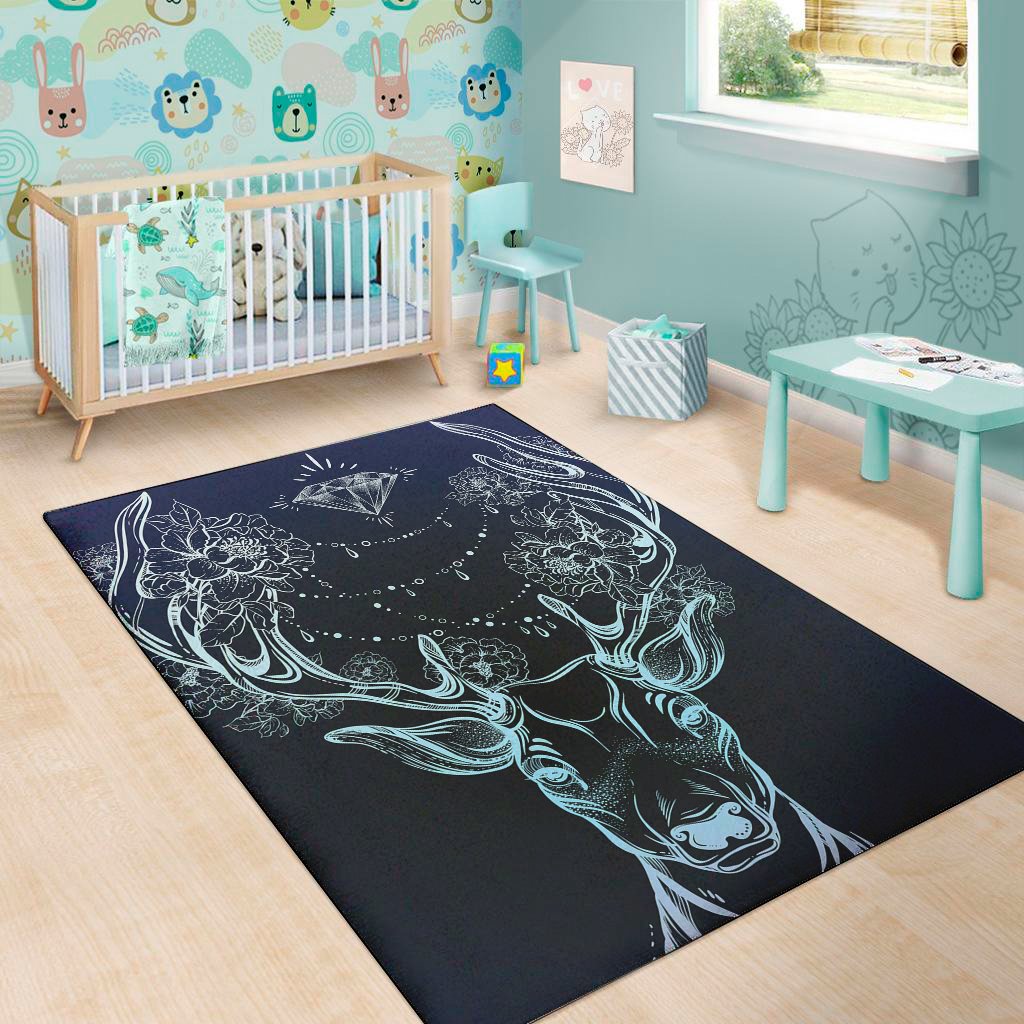 Bohemian Spiritual Deer Print Area Rug Floor Decor bohemian spiritual deer print area rug floor decor 5624