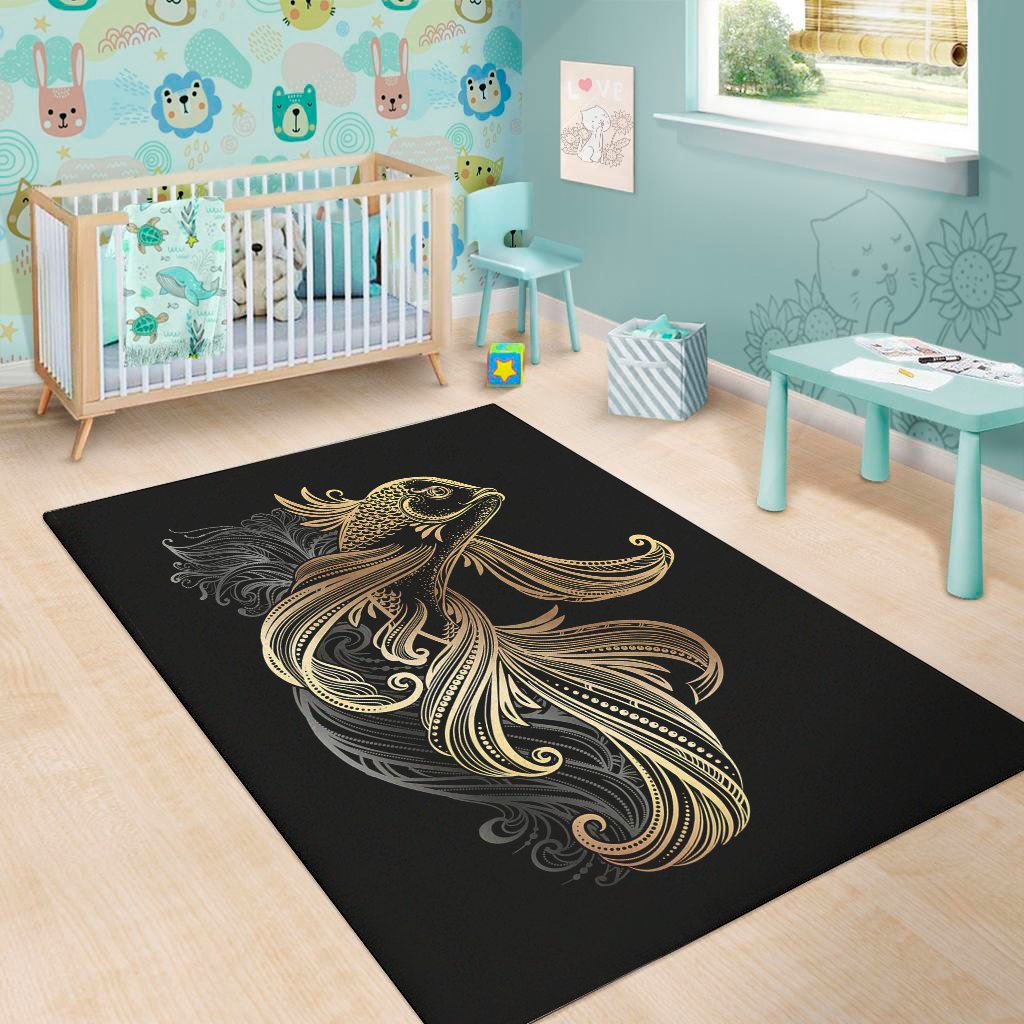 bohemian spiritual fish print area rug floor decor 2227