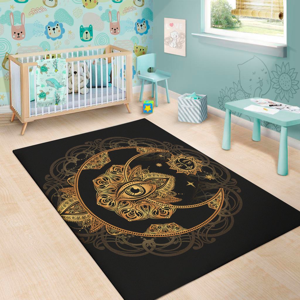 bohemian sun and moon print area rug floor decor 1675