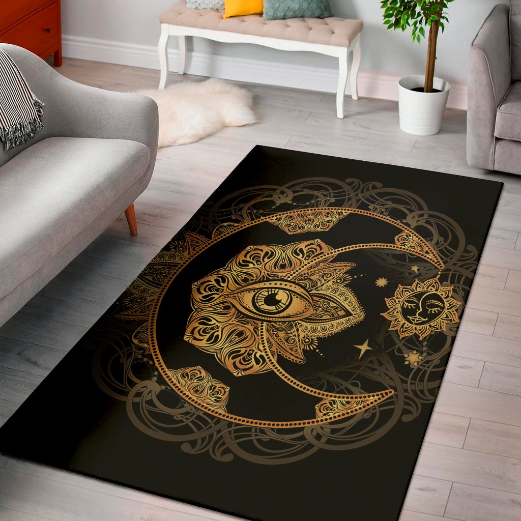 bohemian sun and moon print area rug floor decor 3122