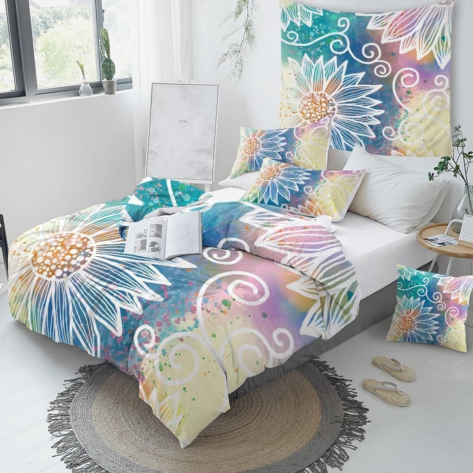 Boho Flower Pattern Duvet Cover Bedding Set boho flower pattern duvet cover bedding set 1229