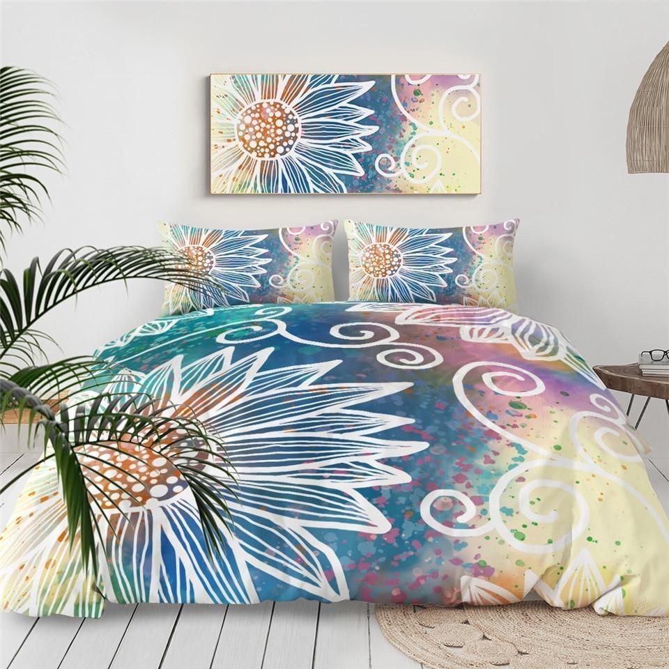 Boho Flower Pattern Duvet Cover Bedding Set boho flower pattern duvet cover bedding set 2487