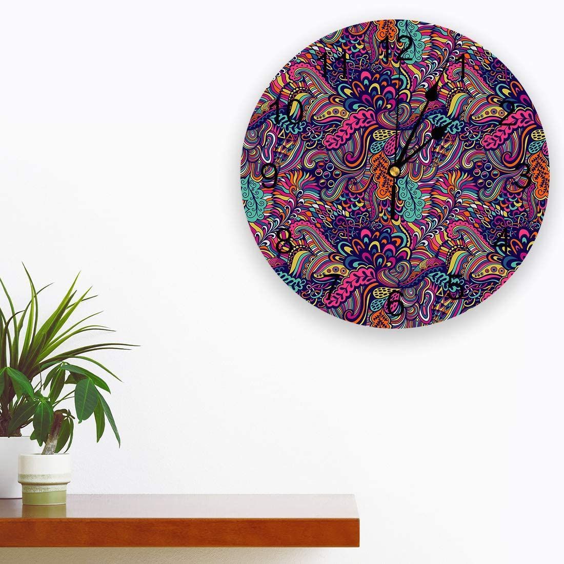 Boho Trippy Psychedelic Art Printed Wall Clock boho trippy psychedelic art printed wall clock 2656