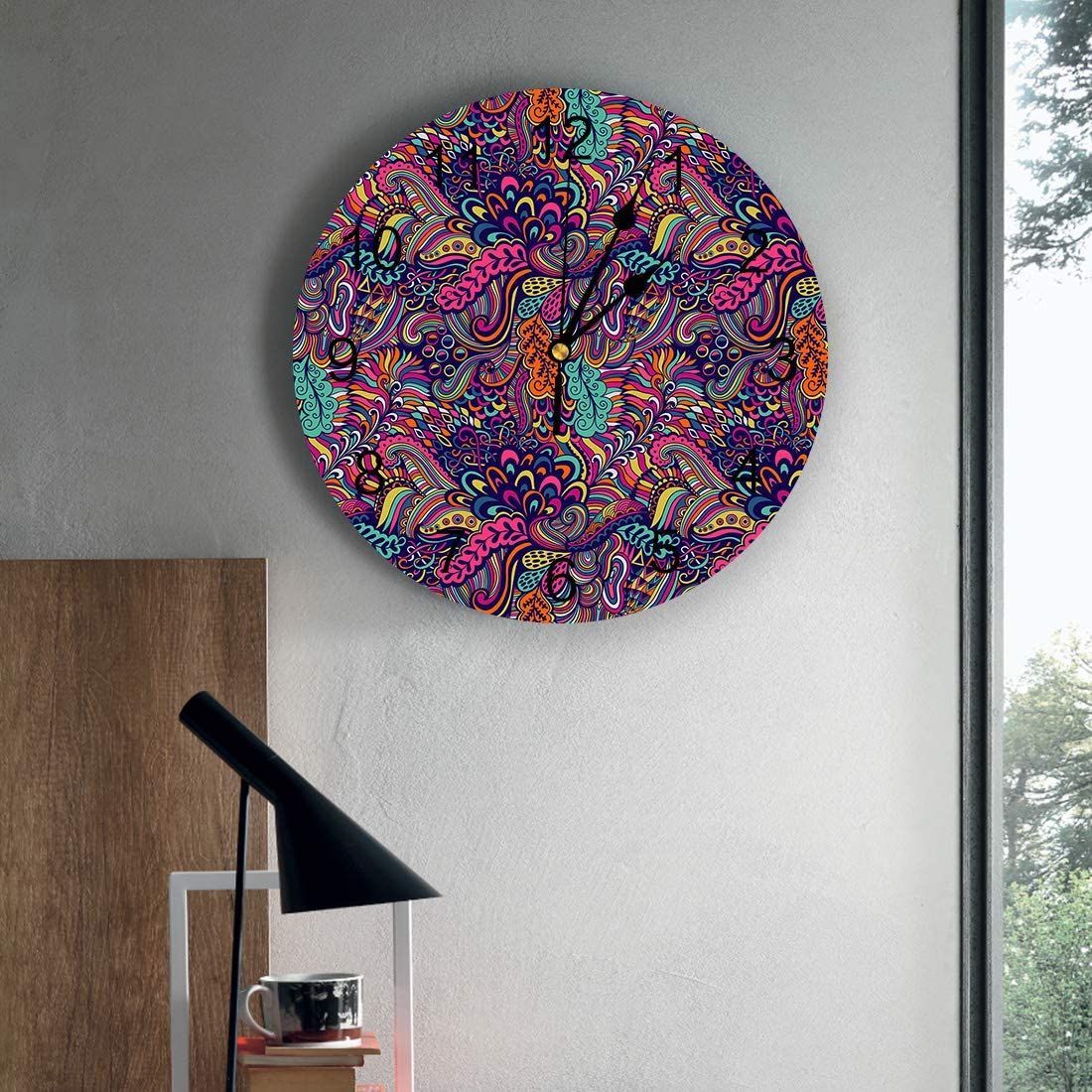 Boho Trippy Psychedelic Art Printed Wall Clock boho trippy psychedelic art printed wall clock 4863