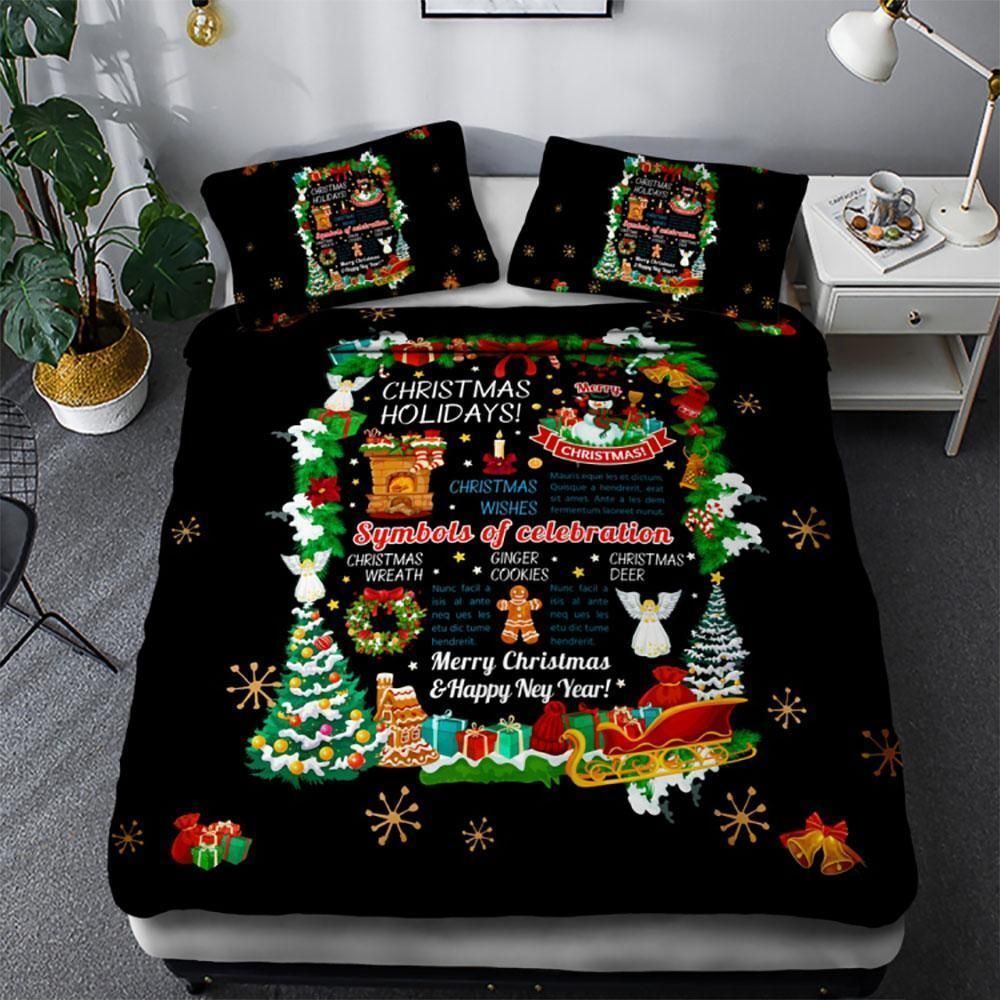 Bokeh Tree Christmas Santa Claus Printed Bedding Set Bedroom Decor bokeh tree christmas santa claus printed bedding set bedroom decor 2489