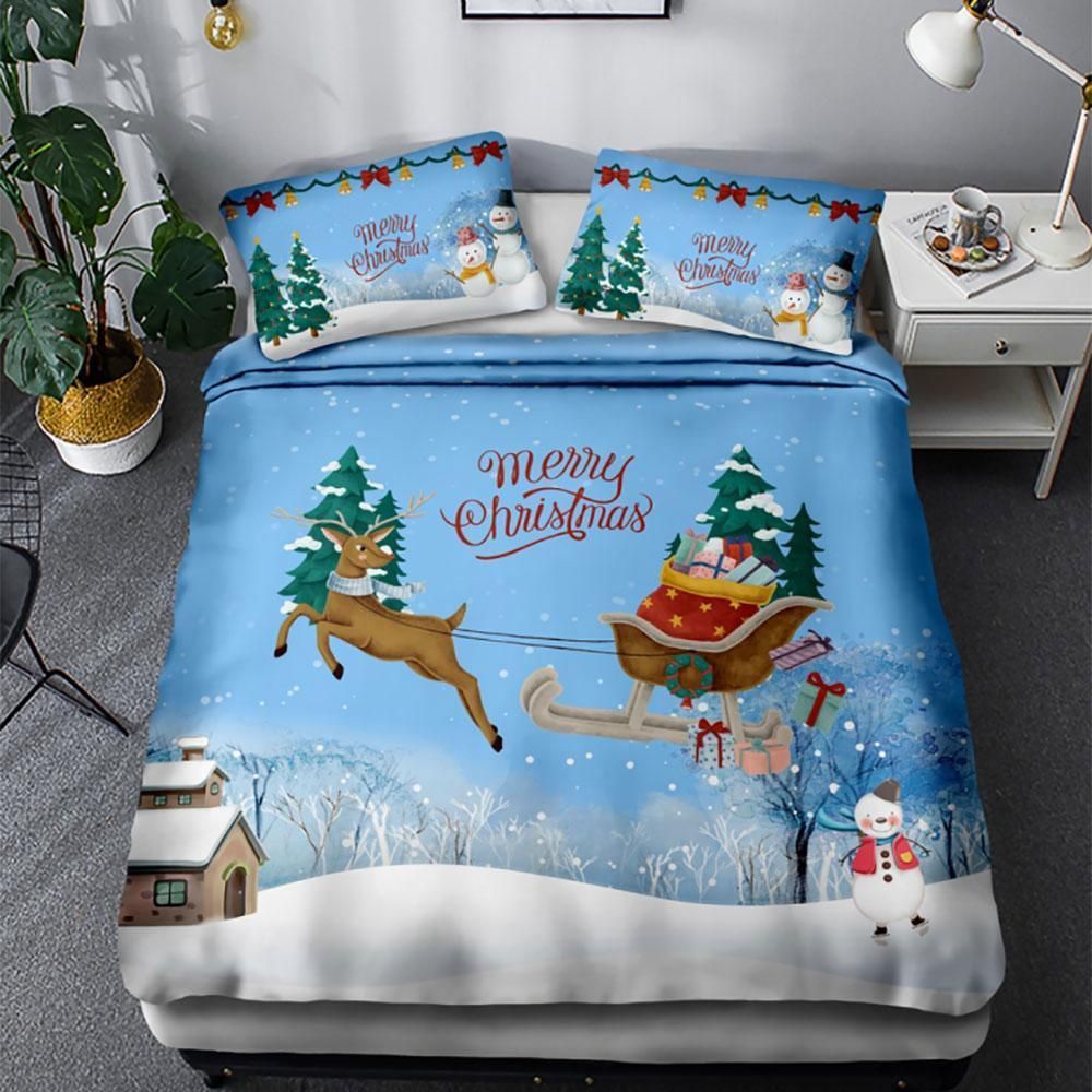 Bokeh Tree Christmas Santa Claus Printed Bedding Set Bedroom Decor bokeh tree christmas santa claus printed bedding set bedroom decor 6160